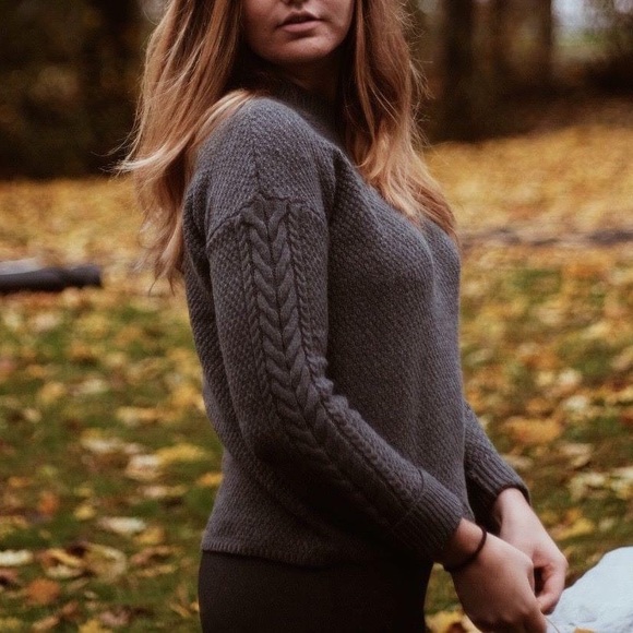 Gray Knit Mock Neck Long Sleeve Sweater - Picture 1 of 5